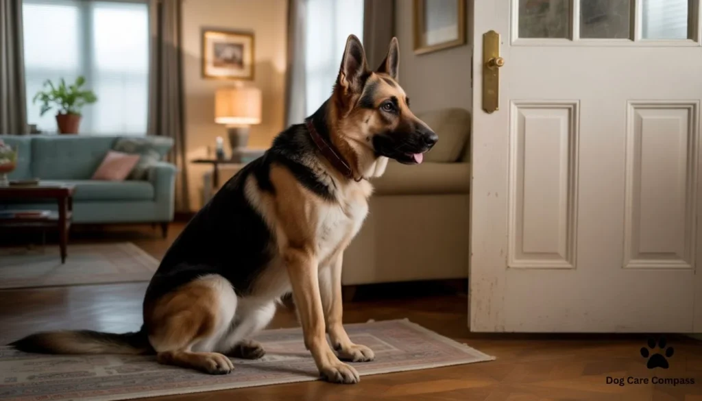 German Shepherd showing separation anxiety while owner is away