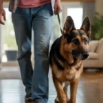Dog walking in a perfect heel position without using treats