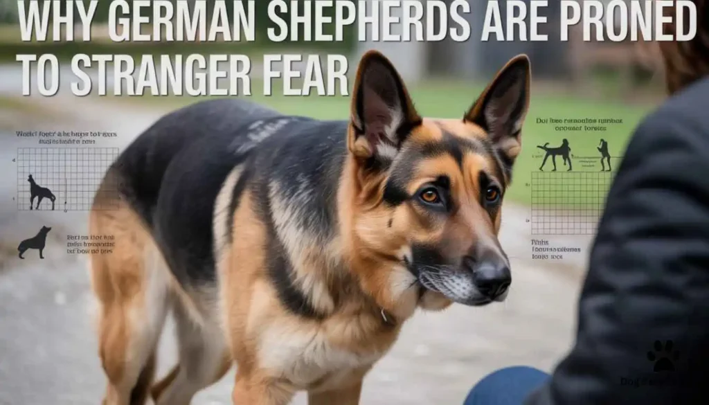 Alert German Shepherd watching a stranger cautiously