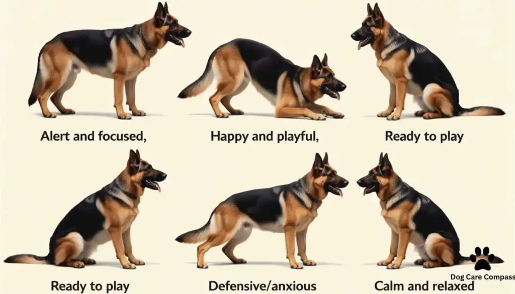 German Shepherd body language showing fear vs aggression