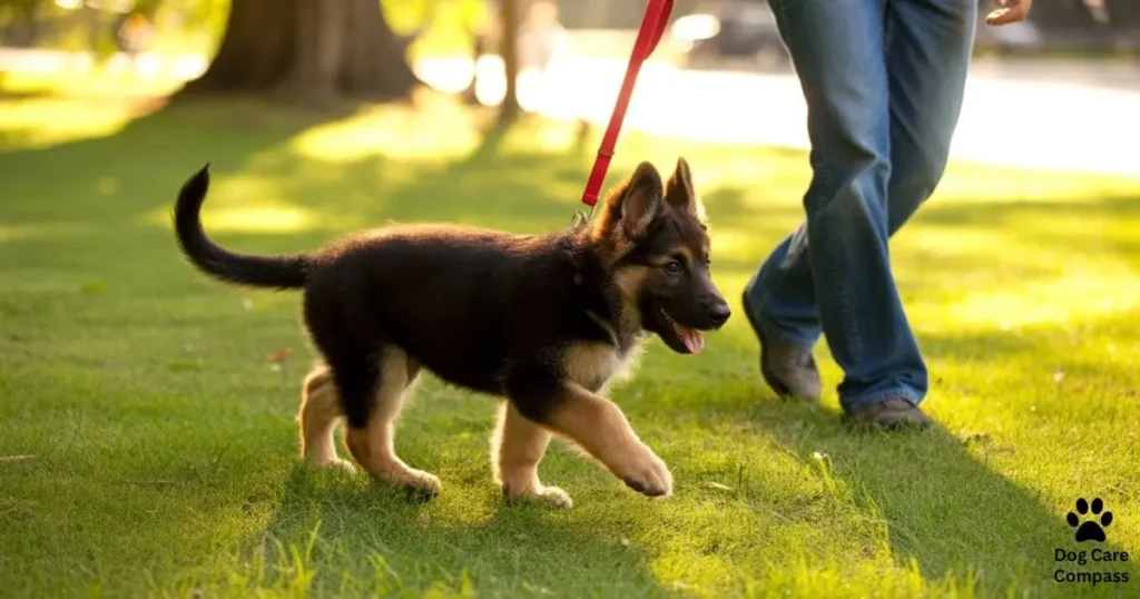 German Shepherd puppy alert and observing its surroundings