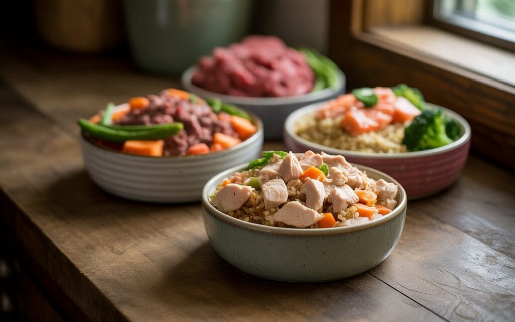 Healthy diet food bowl for German Shepherd dog nutrition