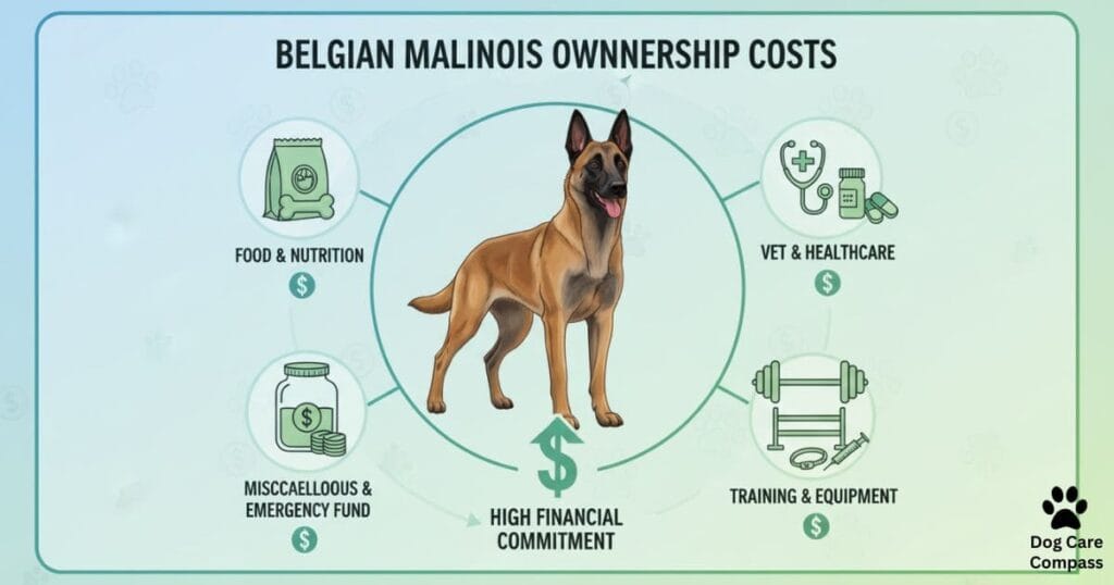 Belgian Malinois cost breakdown infographic