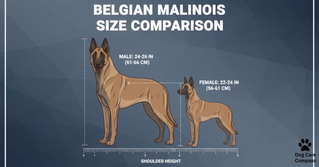 Belgian Malinois Dog male and female size comparison chart