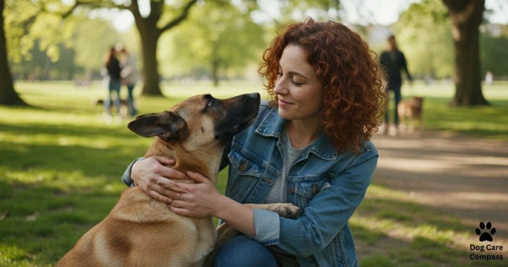 Belgian Malinois showing loyalty with owner