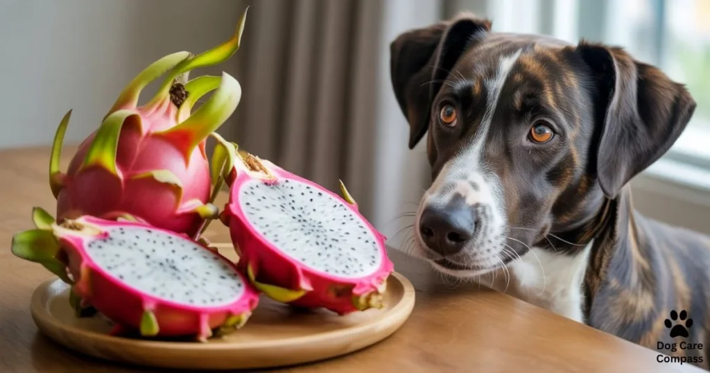 can dogs eat dragon fruit dog looking at sliced dragon fruit