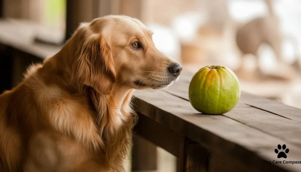 can dogs eat guava dog looking at fresh guava fruit