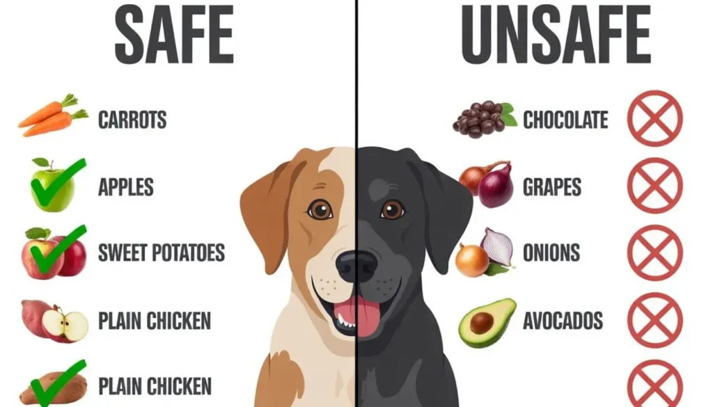 Safe and toxic foods for dogs comparison chart