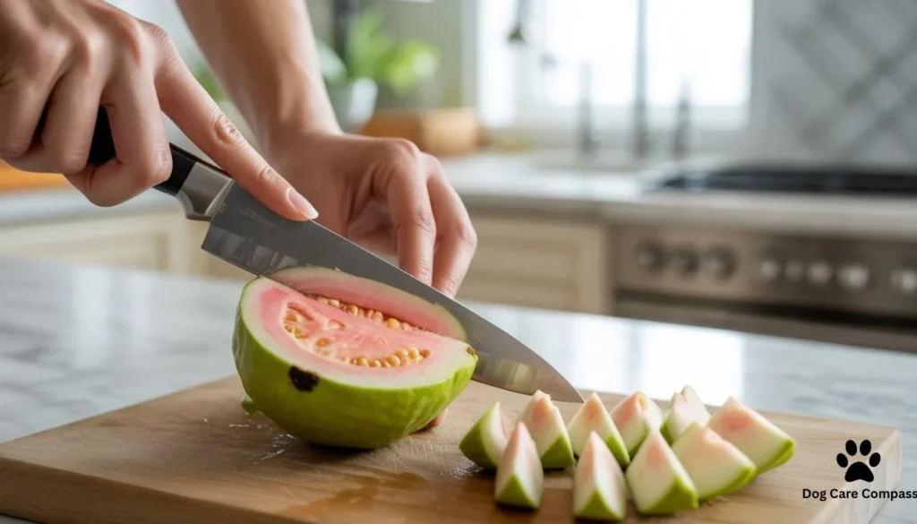 how to prepare guava for dogs removing seeds and cutting into small pieces