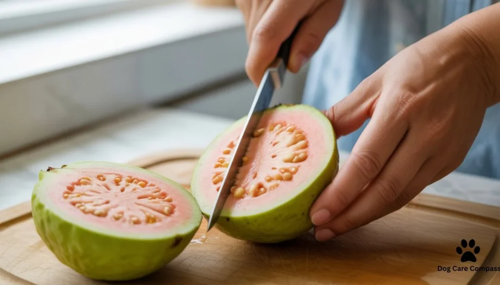 how to prepare guava for dogs removing seeds and cutting into small pieces