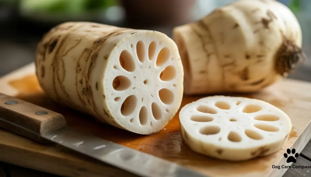 fresh lotus root slices showing hole pattern