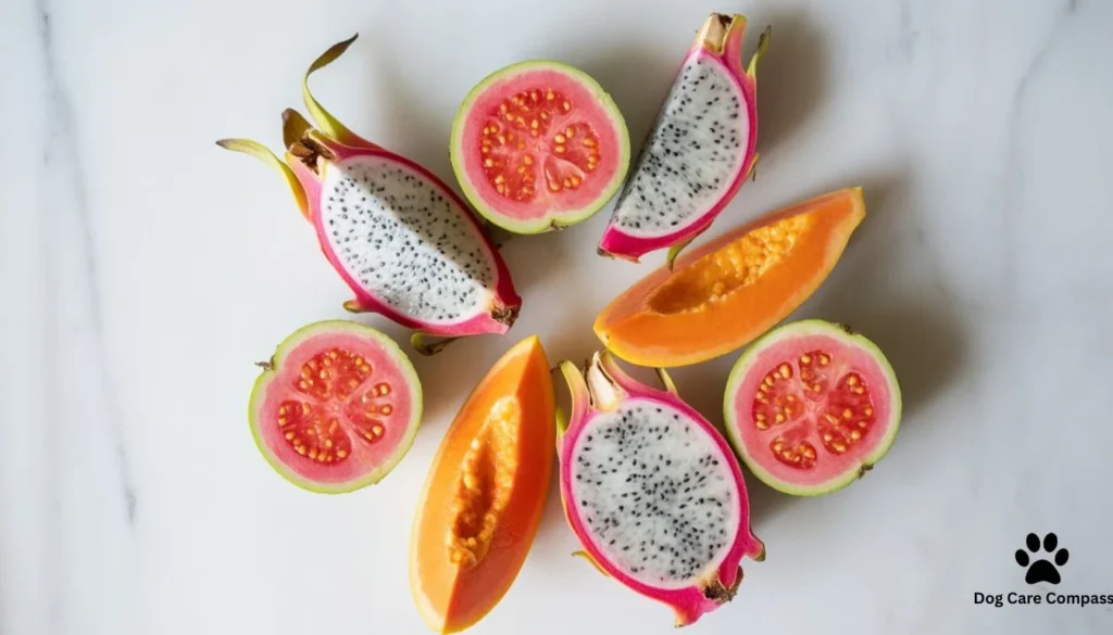 safe tropical fruits for dogs guava dragon fruit papaya comparison