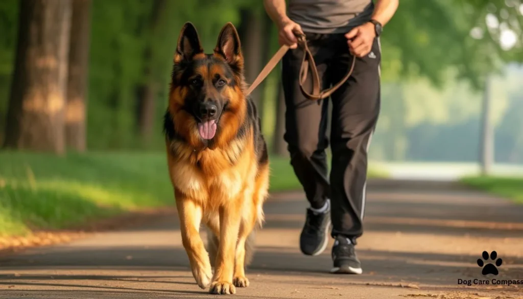 German Shepherd barking at night in house
