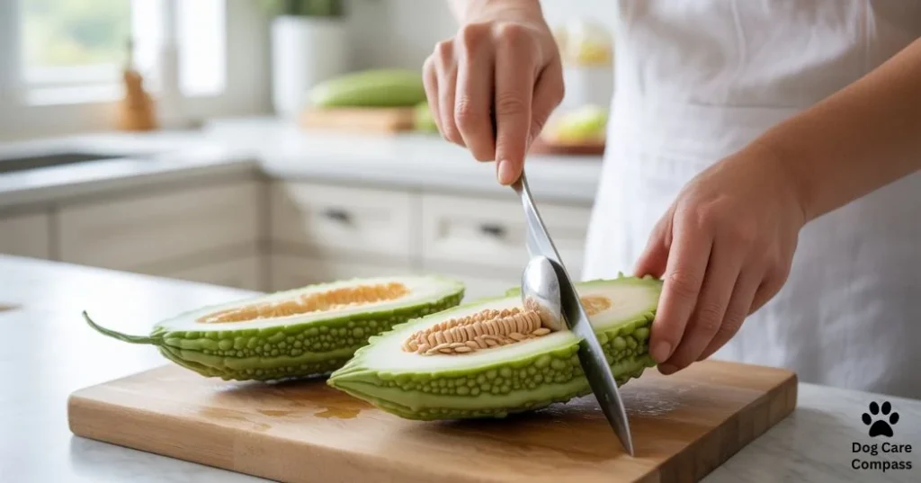 removing seeds from bitter melon for dogs