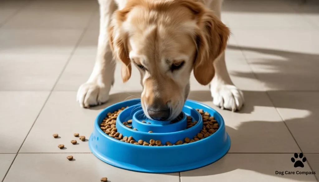 slow feeder bowl preventing fast eating in dogs