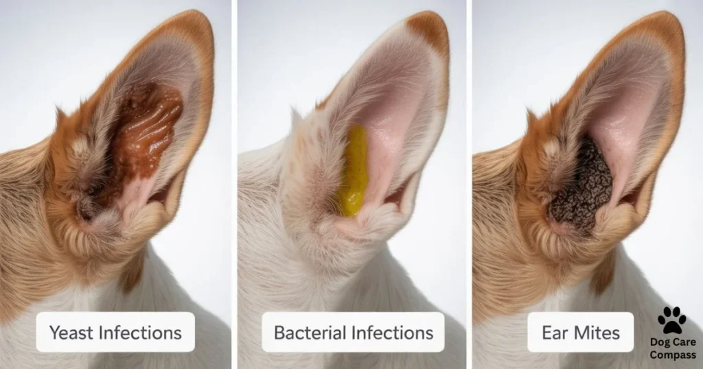 Yeast vs bacterial dog ear infection vs ear mites comparison