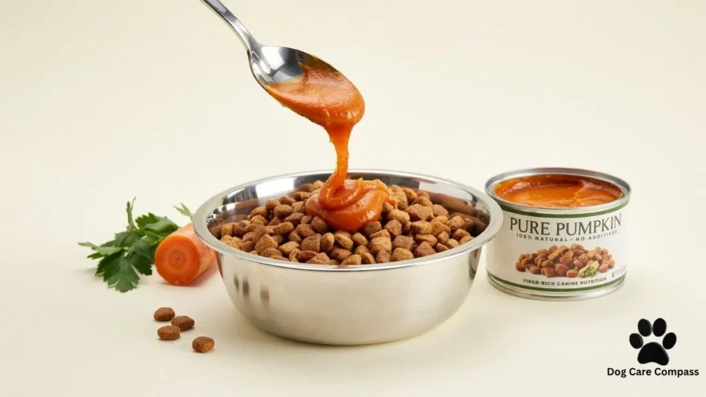 Pumpkin puree added to dog food for digestion